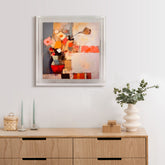Still Life Flowers II - High Resolution Giclee Printed Canvas Framed in Contemporary Clear Acrylic Frame